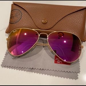 Unisex Ray-Ban aviators pink rose gold flash 63mm